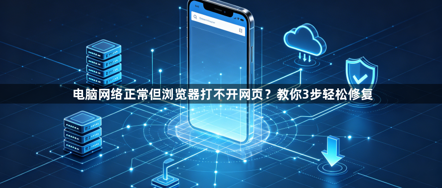电脑网络正常但浏览器打不开网页?教你3步轻松修复1
